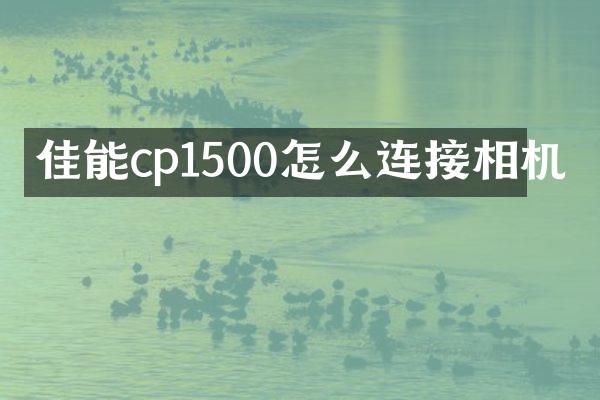 佳能cp1500怎么连接相机