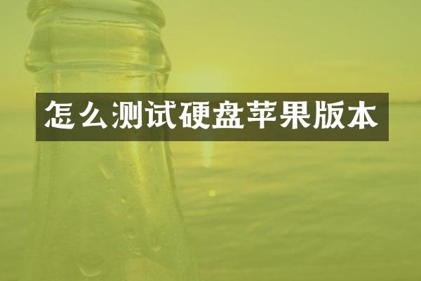 怎么测试硬盘苹果版本