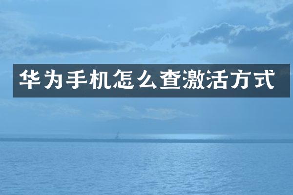 华为手机怎么查激活方式