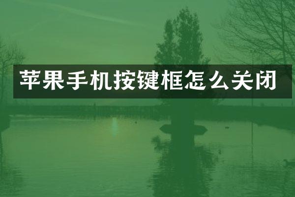 苹果手机按键框怎么关闭