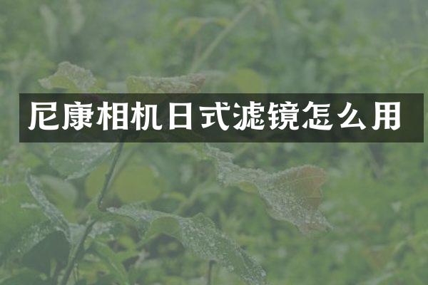 尼康相机日式滤镜怎么用