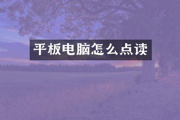 平板电脑怎么点读