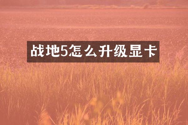 战地5怎么升级显卡