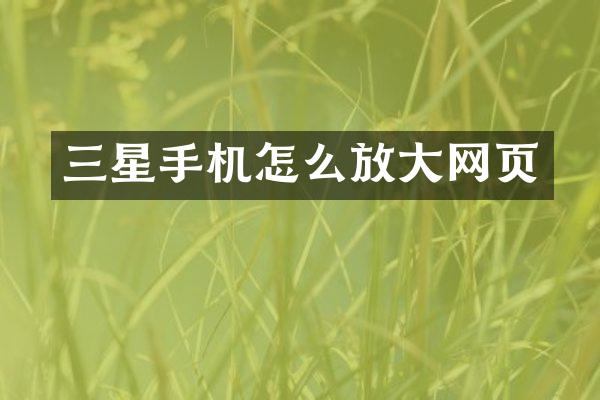 三星手机怎么放大网页