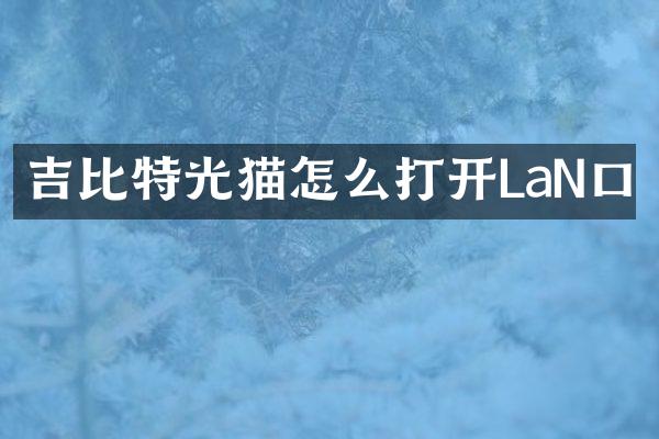 吉比特光猫怎么打开LaN口