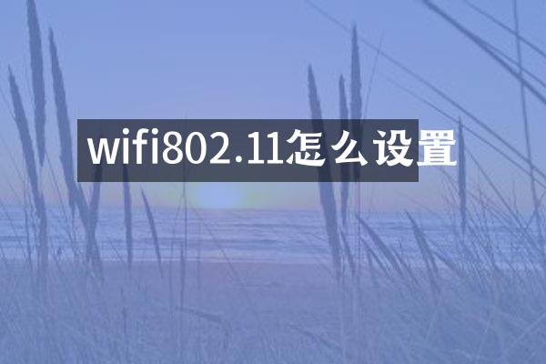 wifi802.11怎么设置
