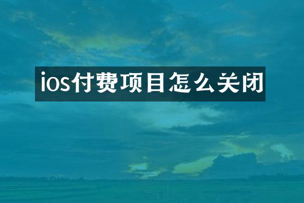 ios付费项目怎么关闭