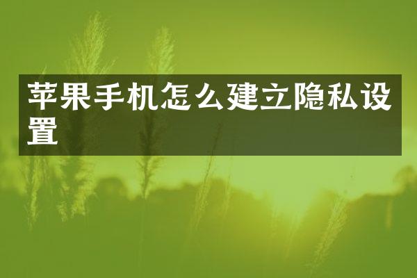 苹果手机怎么建立隐私设置