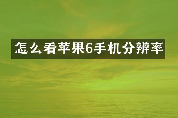 怎么看苹果6手机分辨率