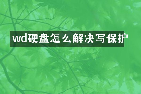 wd硬盘怎么解决写保护
