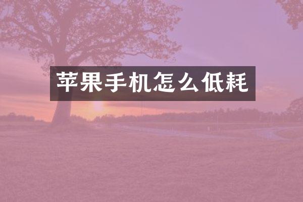 苹果手机怎么低耗