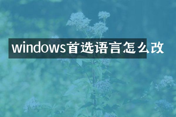 windows首选语言怎么改