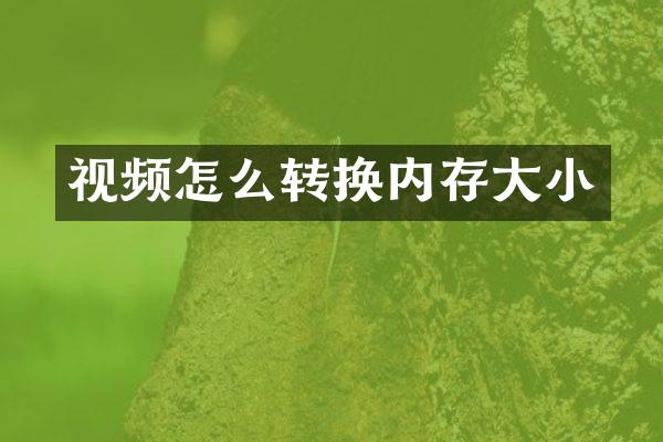视频怎么转换内存大小