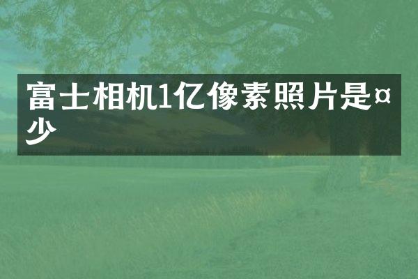 富士相机1亿像素照片是多少