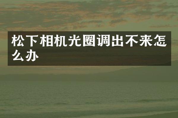 松下相机光圈调出不来怎么办