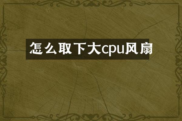 怎么取下大cpu风扇