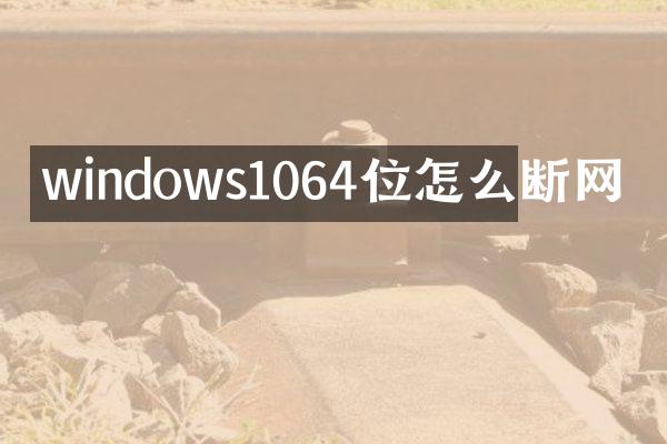windows1064位怎么断网