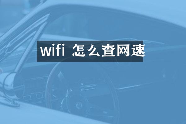 wifi 怎么查网速