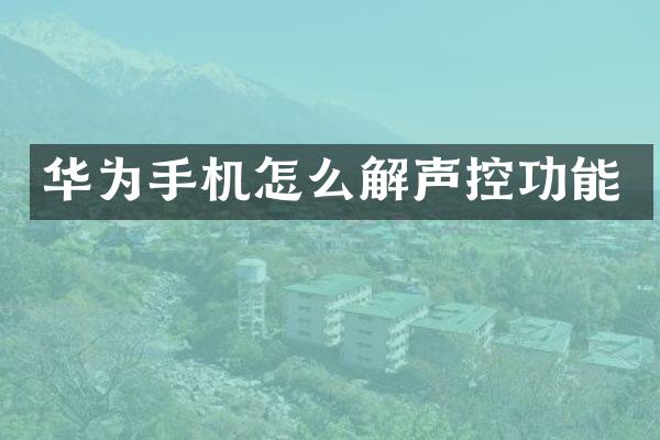 华为手机怎么解声控功能