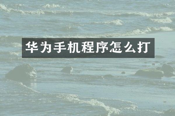 华为手机程序怎么打