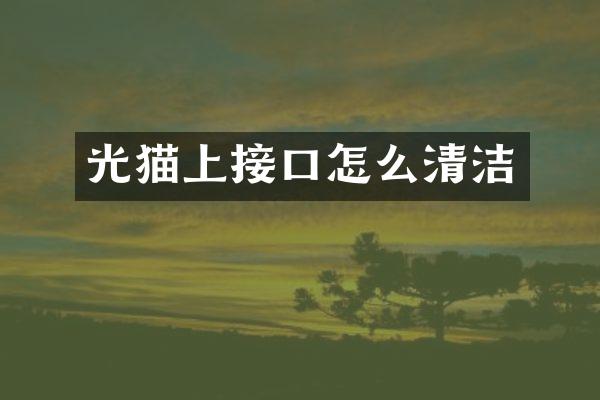 光猫上接口怎么清洁