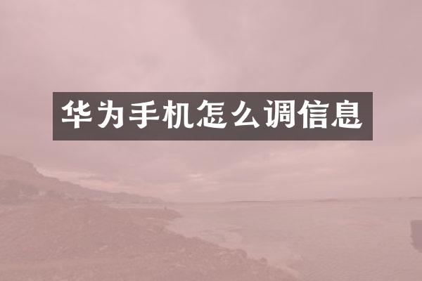 华为手机怎么调信息