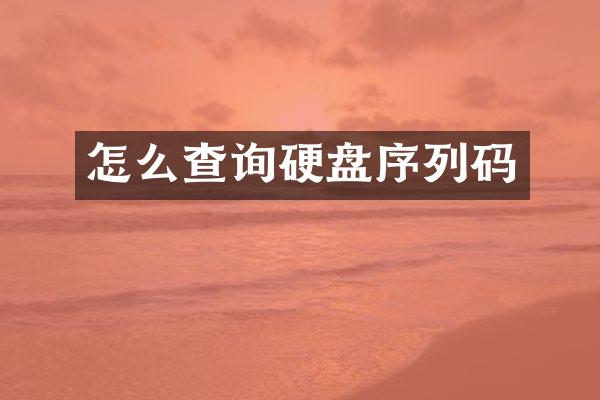 怎么查询硬盘序列码