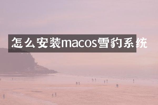 怎么安装macos雪豹系统