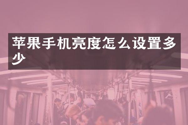 苹果手机亮度怎么设置多少