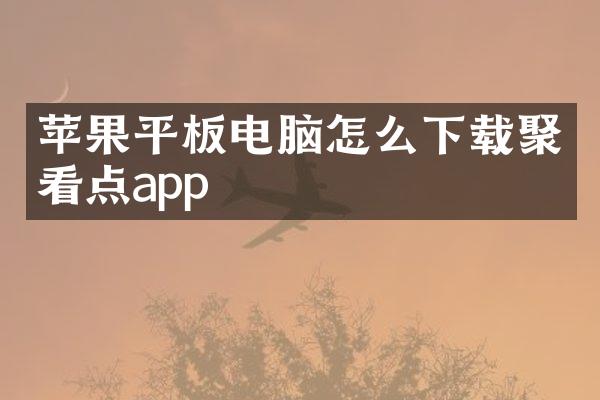 苹果平板电脑怎么下载聚看点app