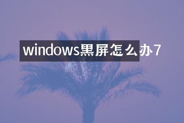 windows黑屏怎么办7