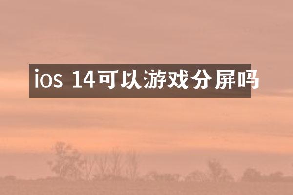 ios 14可以游戏分屏吗