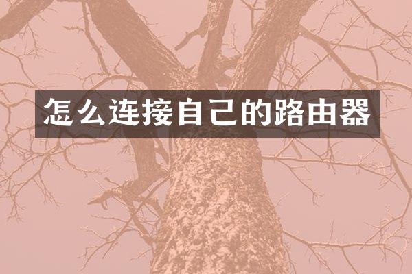 怎么连接自己的路由器
