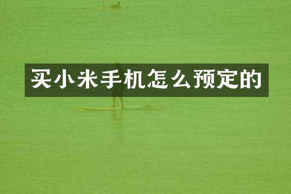 买小米手机怎么预定的