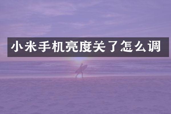 小米手机亮度关了怎么调