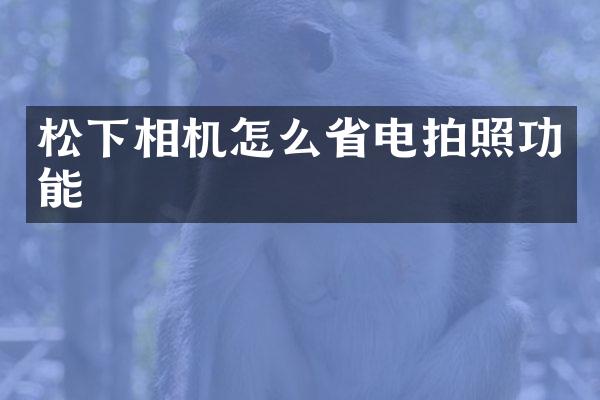 松下相机怎么省电拍照功能