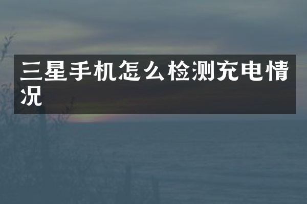 三星手机怎么检测充电情况