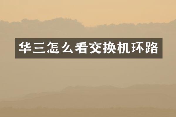 华三怎么看交换机环路