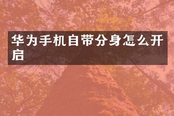 华为手机自带分身怎么开启