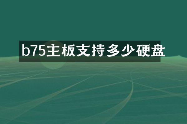b75主板支持多少硬盘