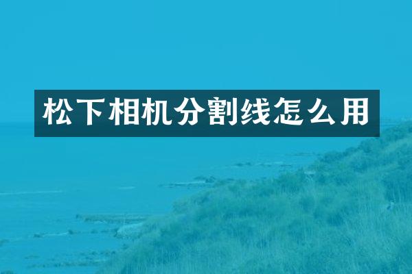 松下相机分割线怎么用