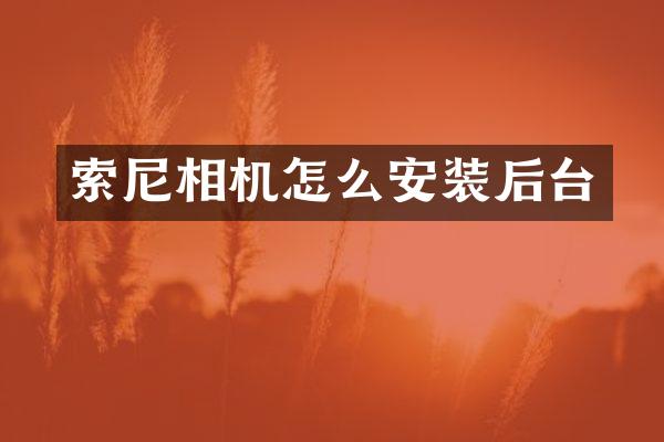索尼相机怎么安装后台