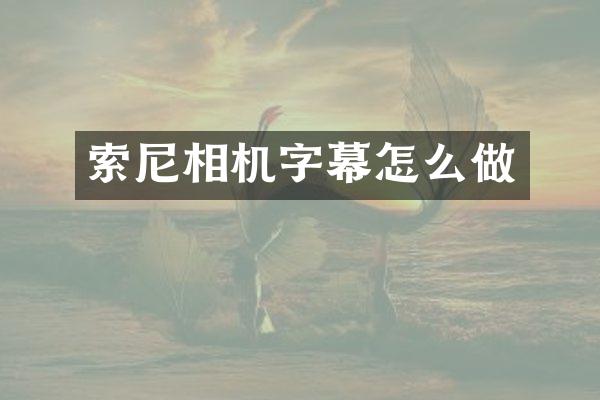 索尼相机字幕怎么做