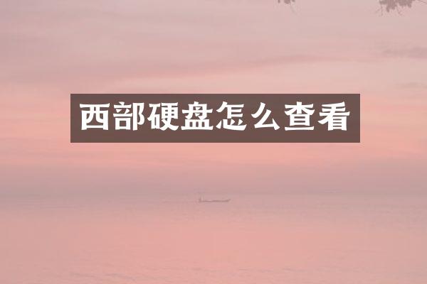 西部硬盘怎么查看