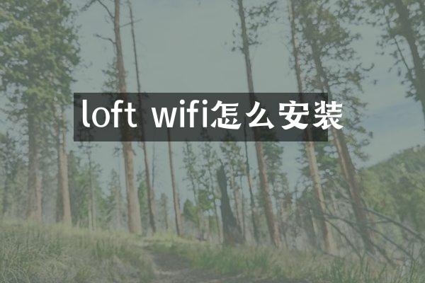 loft wifi怎么安装