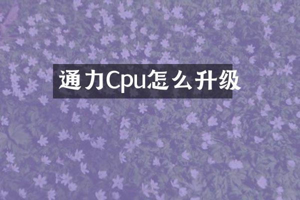 通力Cpu怎么升级
