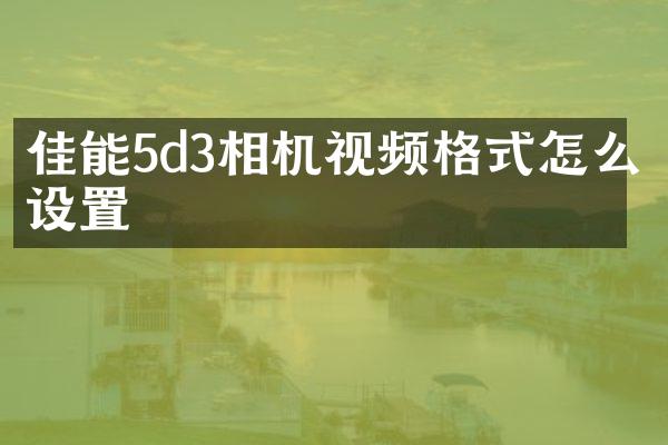 佳能5d3相机视频格式怎么设置