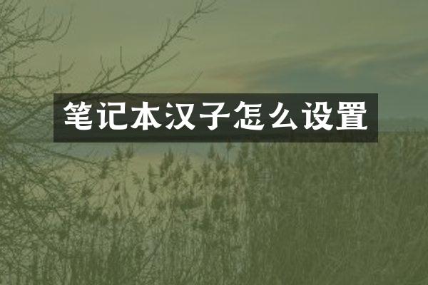 笔记本汉子怎么设置