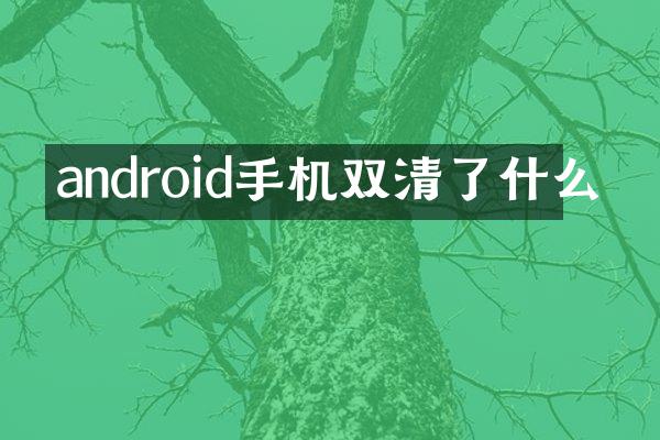 android手机双清了什么