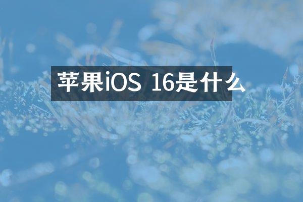 苹果iOS 16是什么